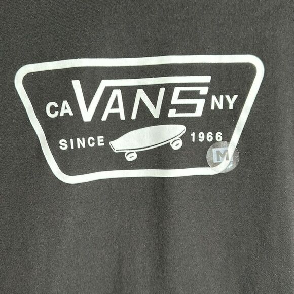 VANS M Black White Patch Logo CA VANS NY Cotton Crewneck Short Sleeve Tee - Picture 5 of 9